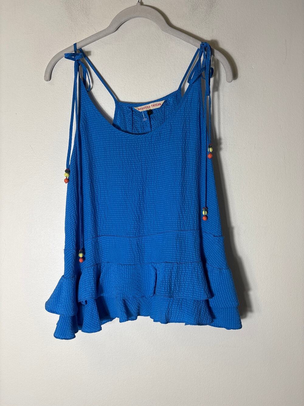 Rebecca Taylor Cobalt Blue Silk Spaghetti Strap Top Sz 4